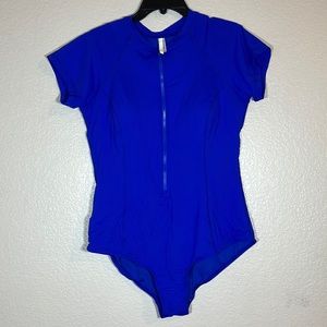 Sea Level Swim Royal Blue Zip One Piece sz 18